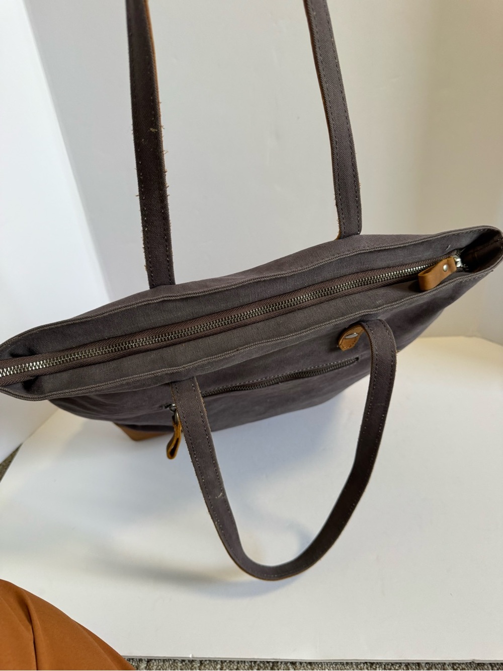 VASCHY Leather Canvas Vintage Tote Bag - Picture 10 of 12